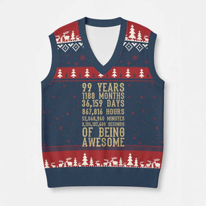 Vintage 99th Birthday Gift V-Neck Knit Sweater Vest 99 Years Of Being Awesome