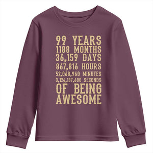 Vintage 99th Birthday Gift Youth Sweatshirt 99 Years Of Being Awesome