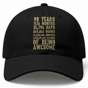 Vintage 98th Birthday Gift Baseball Cap 98 Years Of Being Awesome