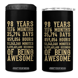 Vintage 98th Birthday Gift 4 in 1 Can Cooler Tumbler 98 Years Of Being Awesome