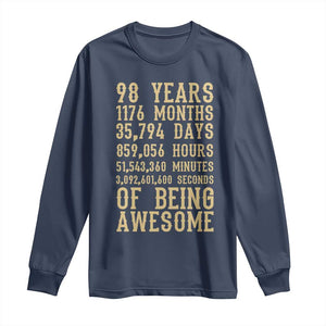 Vintage 98th Birthday Gift Long Sleeve Shirt 98 Years Of Being Awesome