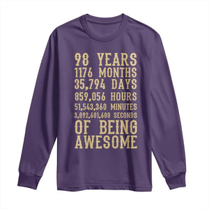 Vintage 98th Birthday Gift Long Sleeve Shirt 98 Years Of Being Awesome