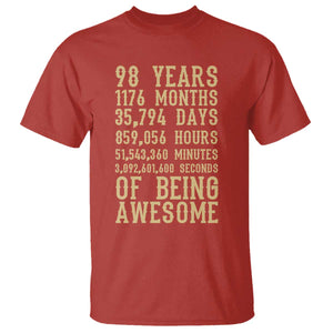 Vintage 98th Birthday Gift T Shirt 98 Years Of Being Awesome