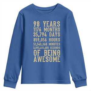 Vintage 98th Birthday Gift Youth Sweatshirt 98 Years Of Being Awesome