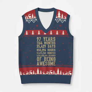 Vintage 97th Birthday Gift V-Neck Knit Sweater Vest 97 Years Of Being Awesome