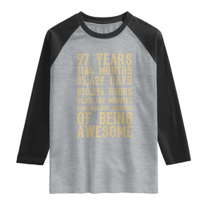 Vintage 97th Birthday Gift Raglan Shirt 97 Years Of Being Awesome
