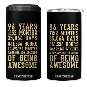 Vintage 96th Birthday Gift 4 in 1 Can Cooler Tumbler 96 Years Of Being Awesome