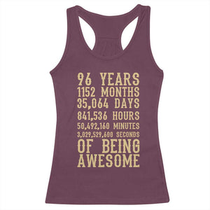 Vintage 96th Birthday Gift Racerback Tank Top 96 Years Of Being Awesome
