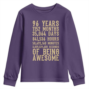 Vintage 96th Birthday Gift Youth Sweatshirt 96 Years Of Being Awesome