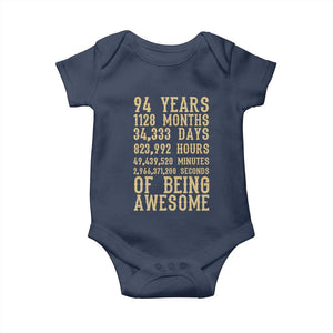 Vintage 94th Birthday Gift Baby Onesie 94 Years Of Being Awesome