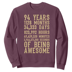 Vintage 94th Birthday Gift Sweatshirt 94 Years Of Being Awesome