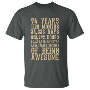 Vintage 94th Birthday Gift T Shirt 94 Years Of Being Awesome