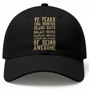 Vintage 92nd Birthday Gift Baseball Cap 92 Years Of Being Awesome