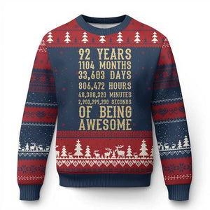Vintage 92nd Birthday Gift Ugly Christmas Sweater 92 Years Of Being Awesome