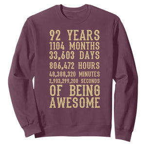Vintage 92nd Birthday Gift Sweatshirt 92 Years Of Being Awesome