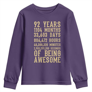 Vintage 92nd Birthday Gift Youth Sweatshirt 92 Years Of Being Awesome