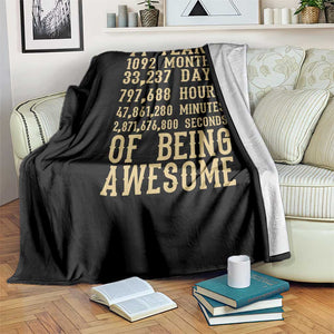 Vintage 91st Birthday Gift Throw Blanket 91 Years Of Being Awesome