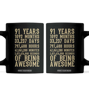 Vintage 91st Birthday Gift Coffee Mug 91 Years Of Being Awesome