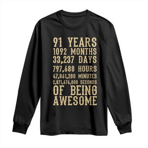 Vintage 91st Birthday Gift Long Sleeve Shirt 91 Years Of Being Awesome