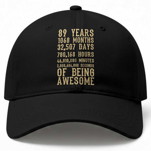 Vintage 89th Birthday Gift Baseball Cap 89 Years Of Being Awesome