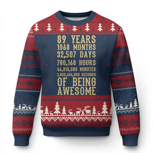 Vintage 89th Birthday Gift Ugly Christmas Sweater 89 Years Of Being Awesome