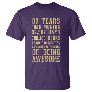 Vintage 89th Birthday Gift T Shirt 89 Years Of Being Awesome