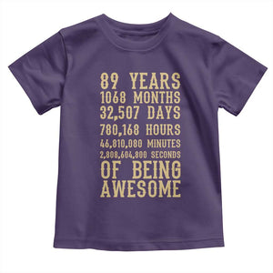 Vintage 89th Birthday Gift Toddler T Shirt 89 Years Of Being Awesome
