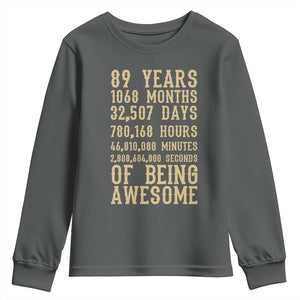 Vintage 89th Birthday Gift Youth Sweatshirt 89 Years Of Being Awesome