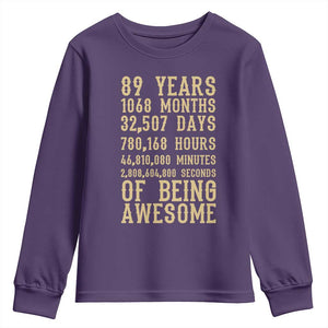 Vintage 89th Birthday Gift Youth Sweatshirt 89 Years Of Being Awesome
