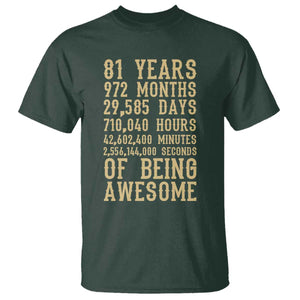 Vintage 81st Birthday Gift T Shirt 81 Years Of Being Awesome