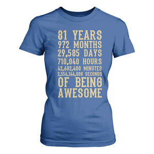 Vintage 81st Birthday Gift T Shirt For Women 81 Years Of Being Awesome