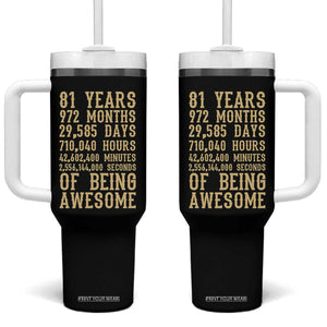 Vintage 81st Birthday Gift Tumbler With Handle 81 Years Of Being Awesome