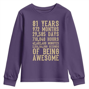 Vintage 81st Birthday Gift Youth Sweatshirt 81 Years Of Being Awesome