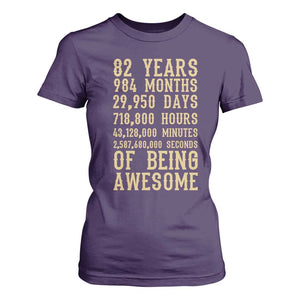 Vintage 82nd Birthday Gift T Shirt For Women 82 Years Of Being Awesome