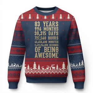 Vintage 83rd Birthday Gift Ugly Christmas Sweater 83 Years Of Being Awesome