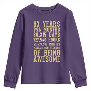 Vintage 83rd Birthday Gift Youth Sweatshirt 83 Years Of Being Awesome