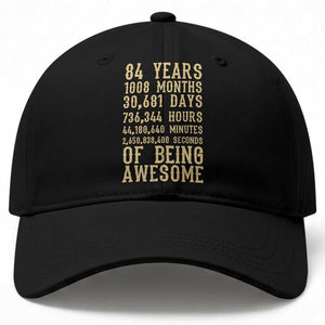 Vintage 84th Birthday Gift Baseball Cap 84 Years Of Being Awesome