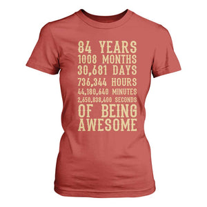 Vintage 84th Birthday Gift T Shirt For Women 84 Years Of Being Awesome