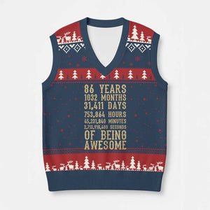Vintage 86th Birthday Gift V-Neck Knit Sweater Vest 86 Years Of Being Awesome