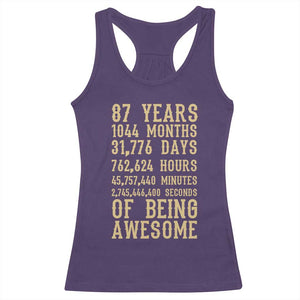 Vintage 87th Birthday Gift Racerback Tank Top 87 Years Of Being Awesome