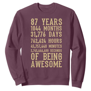 Vintage 87th Birthday Gift Sweatshirt 87 Years Of Being Awesome