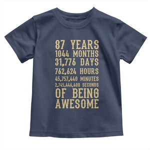 Vintage 87th Birthday Gift Toddler T Shirt 87 Years Of Being Awesome