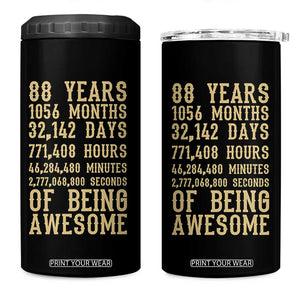 Vintage 88th Birthday Gift 4 in 1 Can Cooler Tumbler 88 Years Of Being Awesome