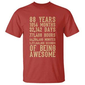 Vintage 88th Birthday Gift T Shirt 88 Years Of Being Awesome