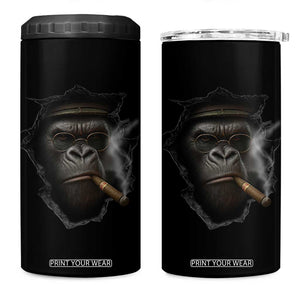 Cool Gorilla With Cigar 4 in 1 Can Cooler Tumbler Animal Lover Gift TS12 One Size: 16 oz Black Print Your Wear