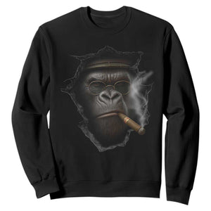 Cool Gorilla With Cigar Sweatshirt Animal Lover Gift TS12 Black Print Your Wear