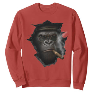 Cool Gorilla With Cigar Sweatshirt Animal Lover Gift TS12 Red Print Your Wear
