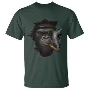 Cool Gorilla With Cigar T Shirt Animal Lover Gift TS12 Dark Forest Green Print Your Wear