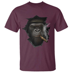 Cool Gorilla With Cigar T Shirt Animal Lover Gift TS12 Maroon Print Your Wear