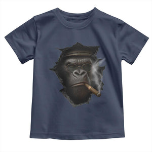 Cool Gorilla With Cigar Toddler T Shirt Animal Lover Gift TS12 Navy Print Your Wear